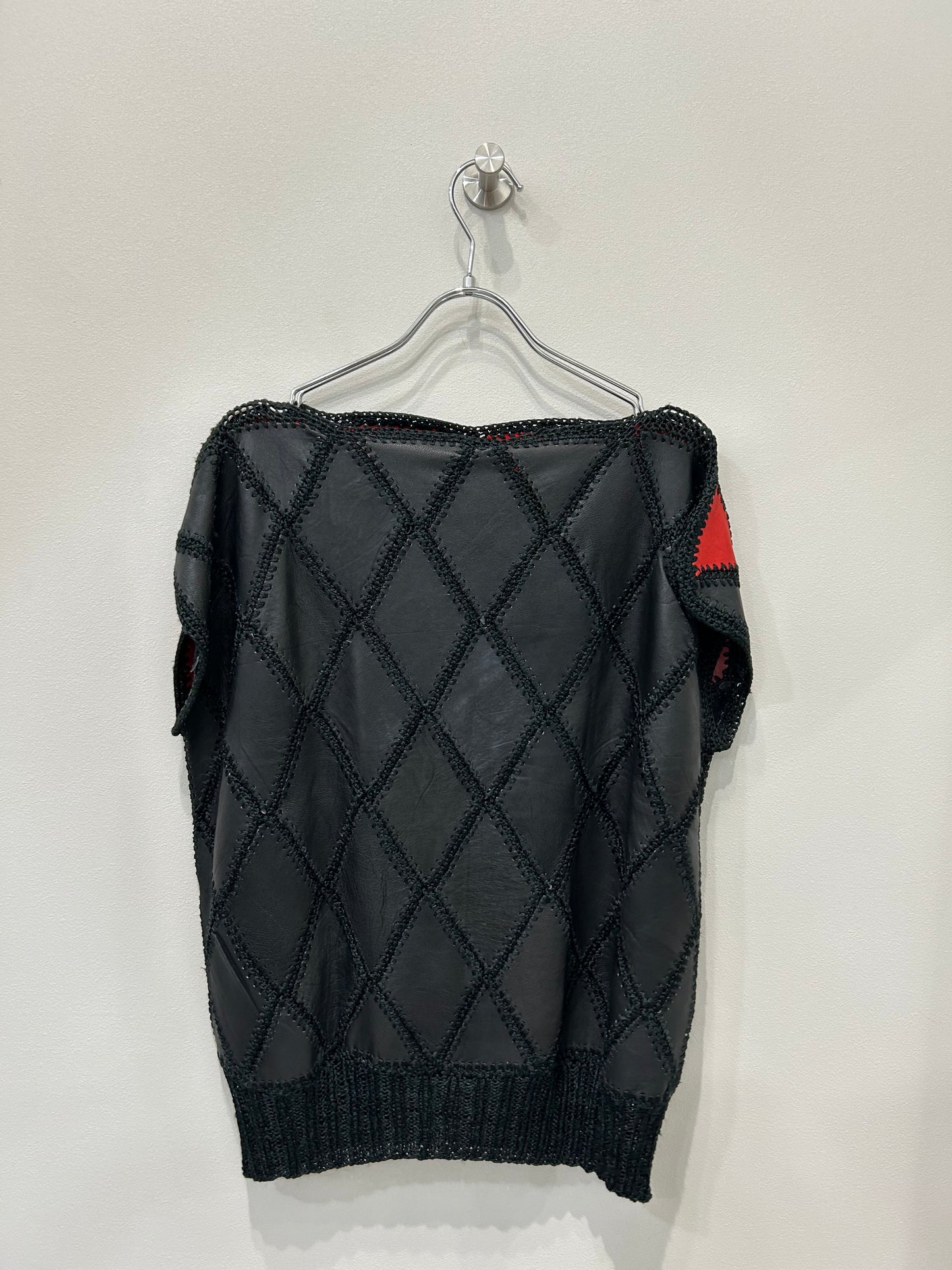 Vintage Argyle leather vest