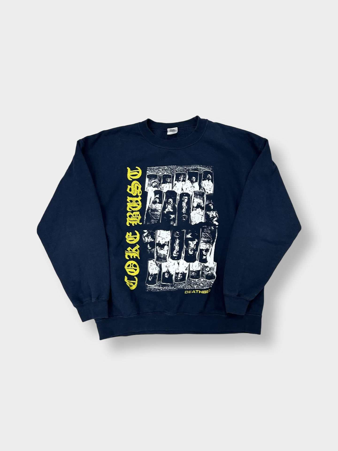Used DEATHBED Print navy sweat