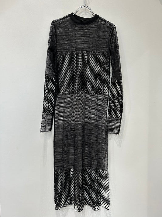USED Multi mesh slit dress