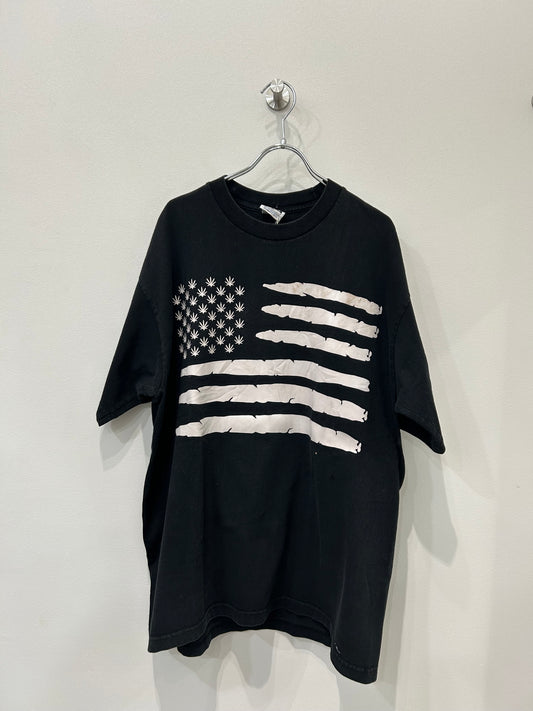 90's American flag cannabis design tee