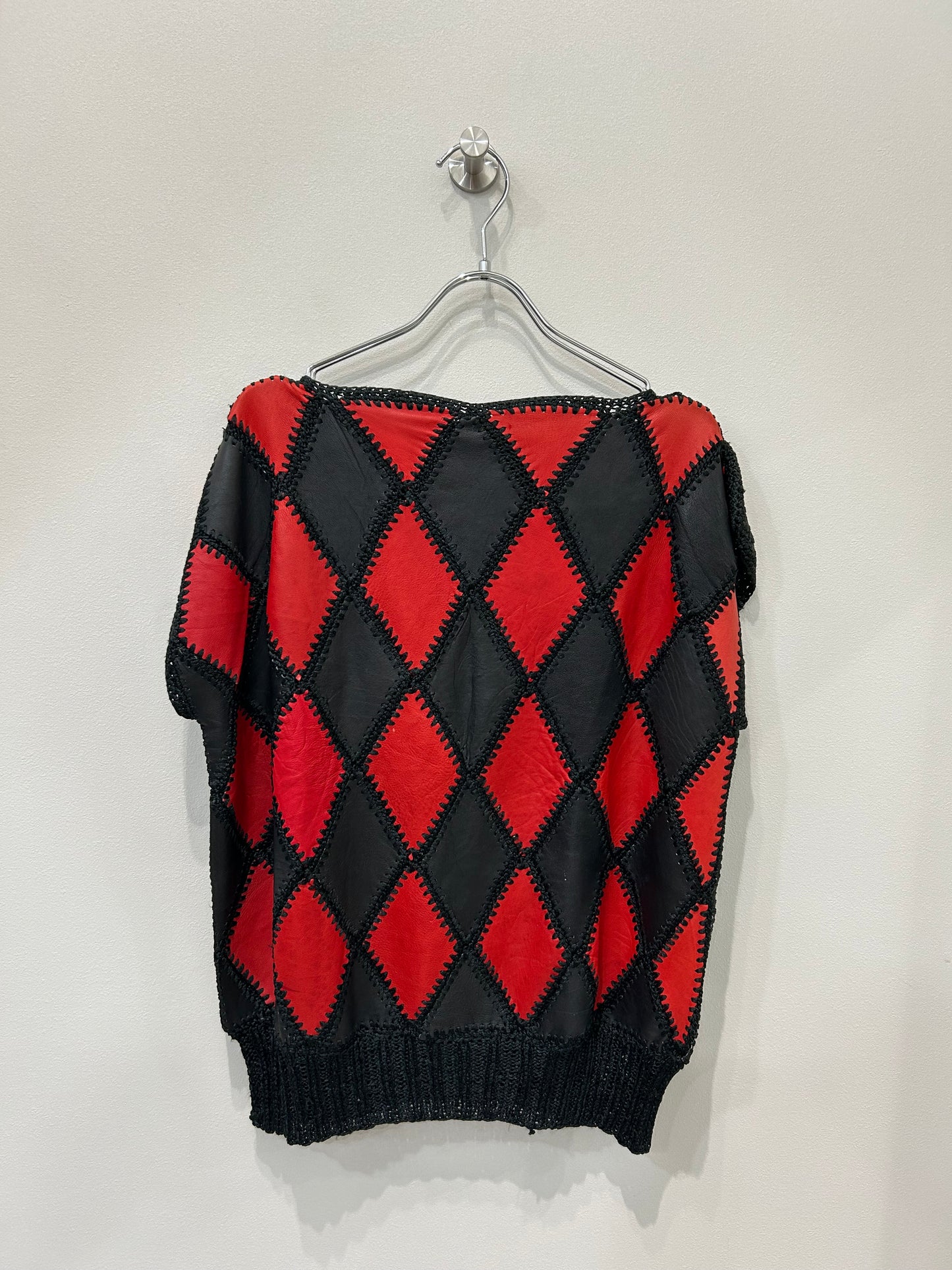 Vintage Argyle leather vest