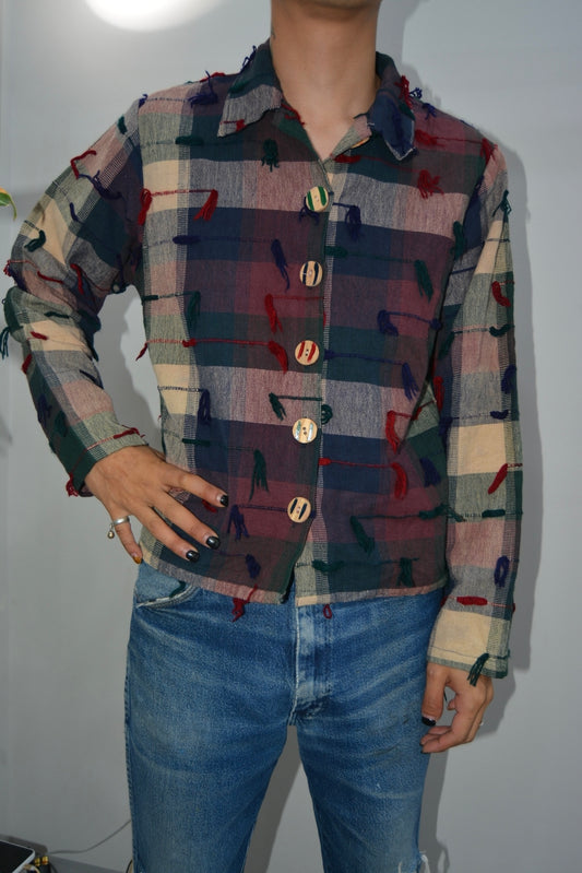 Used India design check jacket