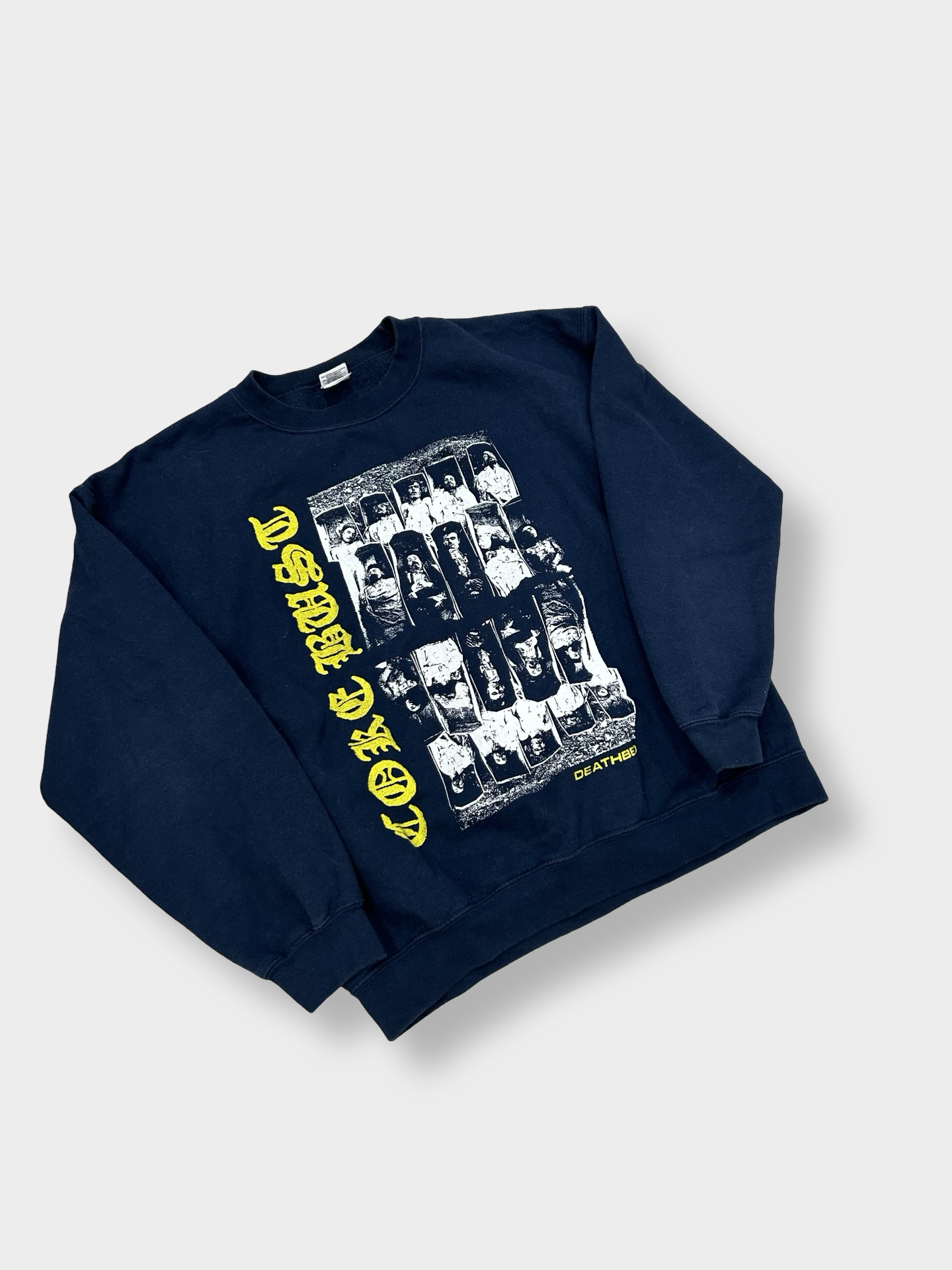 Used DEATHBED Print navy sweat