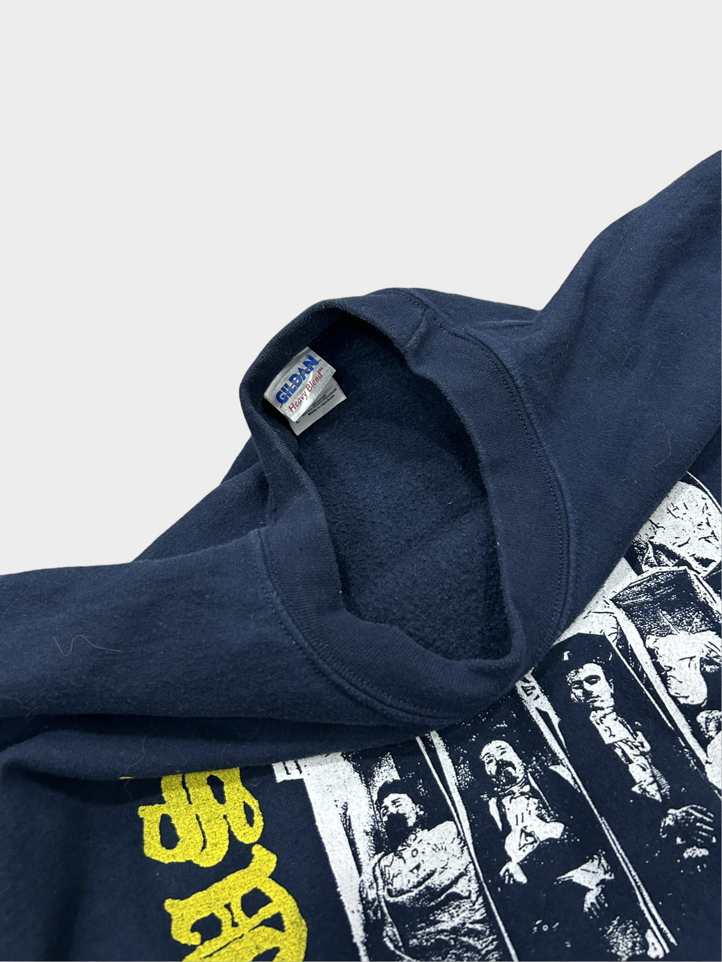 Used DEATHBED Print navy sweat
